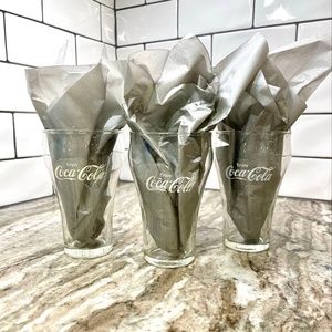 Vintage Enjoy Coca-Cola Clear Glass with White Lettering Drink Ware 5" 10 oz. 3!